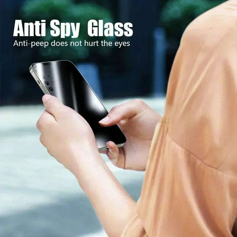 1-2PCS Anti-Spy Glass for iPhone 15 14 13 12 11 Pro Max Mini X XS XR 7 8 6 Plus Privacy Screen Protector For iPhone SE 2020 2022 - KIMLUD