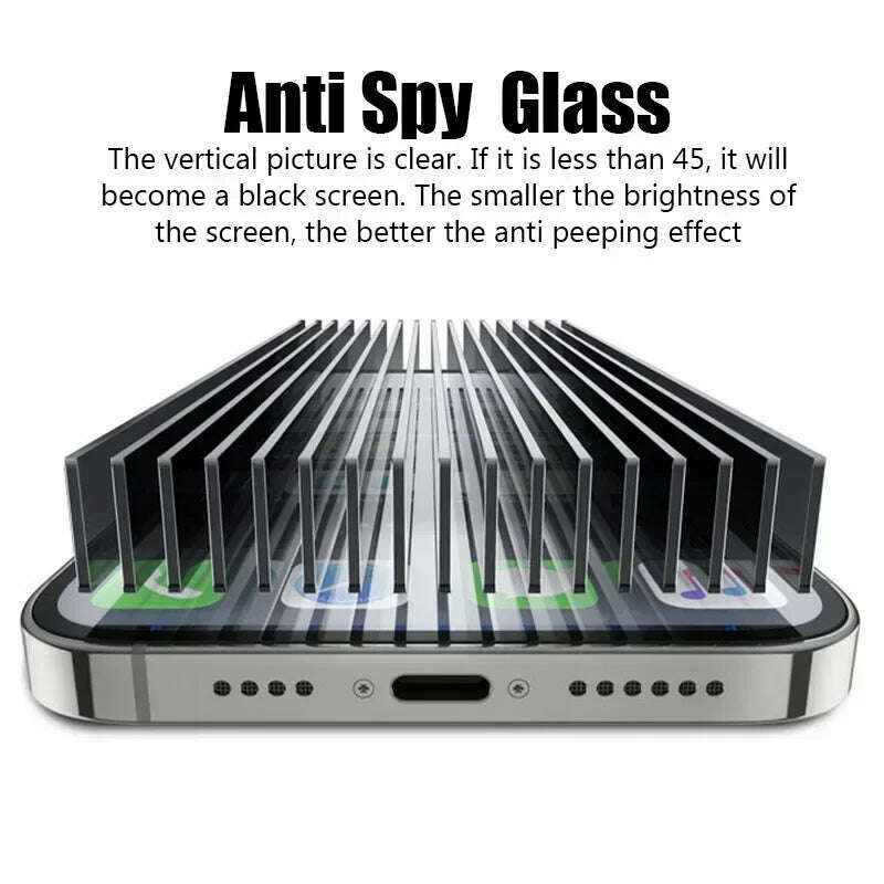 1-2PCS Anti-Spy Glass for iPhone 15 14 13 12 11 Pro Max Mini X XS XR 7 8 6 Plus Privacy Screen Protector For iPhone SE 2020 2022 - KIMLUD
