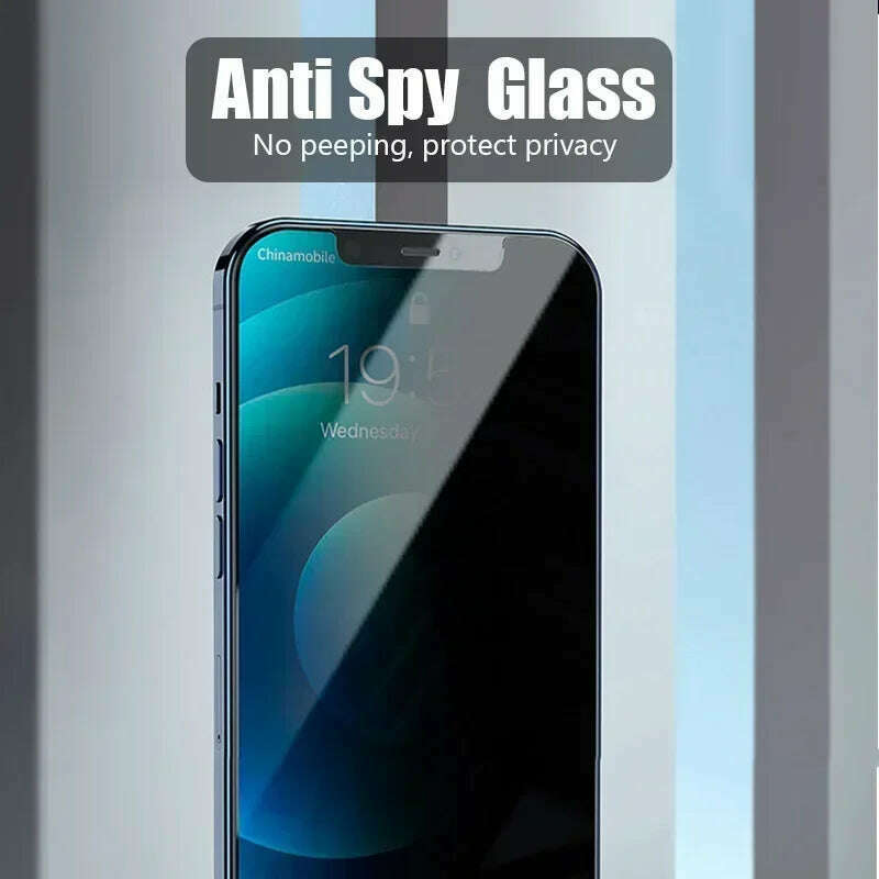 1-2PCS Anti-Spy Glass for iPhone 15 14 13 12 11 Pro Max Mini X XS XR 7 8 6 Plus Privacy Screen Protector For iPhone SE 2020 2022 - KIMLUD