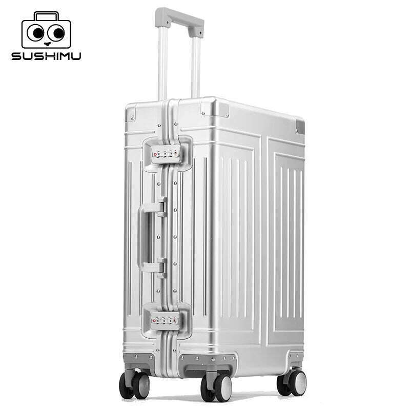 KIMLUD, 100% Aluminum-magnesium alloy Travel Suitcase Rolling Luggage 20/24/28 inch Trolley Luggage Carry-On Cabin Suitcase, KIMLUD Womens Clothes