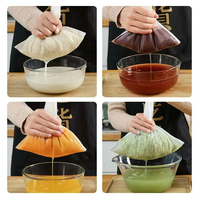 100 Mesh Soy Milk Wine Filter Bag Nut Milk Bag Tea Coffee Oil Yogurt Filter Net Mesh Kitchen Food Reusable Nylon Filter Bags - KIMLUD