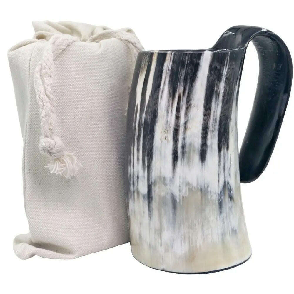 100% Natural Hand Made Ox Horn Mug Viking Drinking Mugs Beer Drinking Horn Coffee Mug-Food Grade&One Year Warranty - KIMLUD