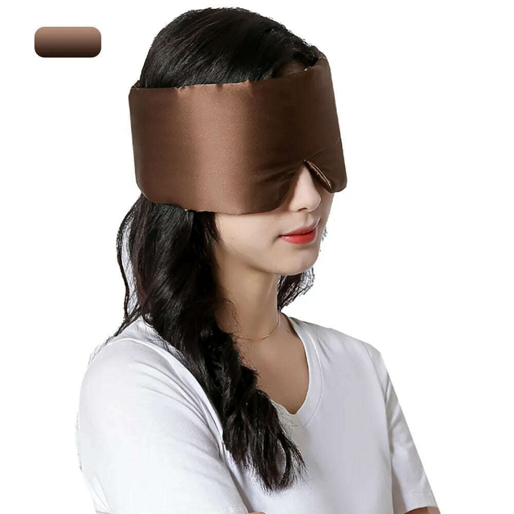 KIMLUD, 100% Natural Mulberry Silk Sleeping Mask Silk Eye Patch Eyeshade Portable Travel Eyepatch Nap Eye Cover Soft Blindfold Smooth, Brown, KIMLUD Women's Clothes