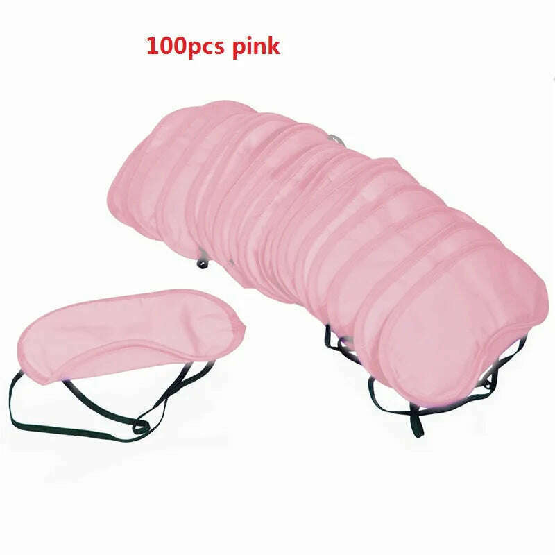 KIMLUD, 100 Pcs/Lot Gift Travel Sleeping Eye Mask Cover Black Shade Blindfold Eye Patch Night Eyeshade Eye Relax Massager Beauty Tools, Light pink 100PCS / CHINA, KIMLUD APPAREL - Womens Clothes