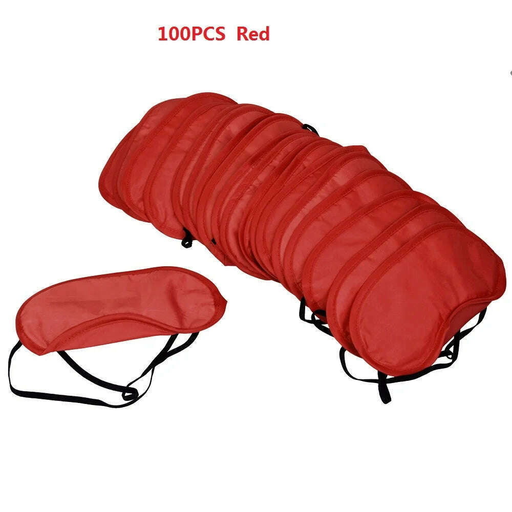 KIMLUD, 100 Pcs/Lot Gift Travel Sleeping Eye Mask Cover Black Shade Blindfold Eye Patch Night Eyeshade Eye Relax Massager Beauty Tools, Red 100PCS / CHINA, KIMLUD APPAREL - Womens Clothes