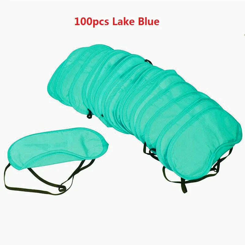 KIMLUD, 100 Pcs/Lot Gift Travel Sleeping Eye Mask Cover Black Shade Blindfold Eye Patch Night Eyeshade Eye Relax Massager Beauty Tools, Lake blue 100PCS / CHINA, KIMLUD APPAREL - Womens Clothes