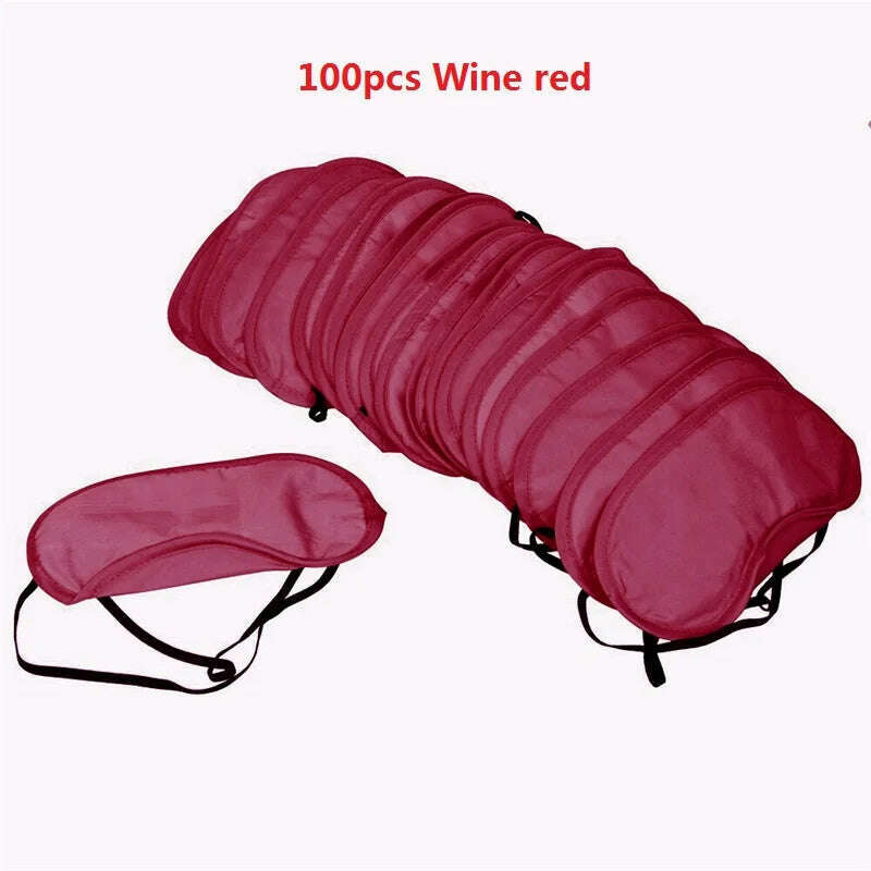 KIMLUD, 100 Pcs/Lot Gift Travel Sleeping Eye Mask Cover Black Shade Blindfold Eye Patch Night Eyeshade Eye Relax Massager Beauty Tools, Wine red 100PCS / CHINA, KIMLUD APPAREL - Womens Clothes