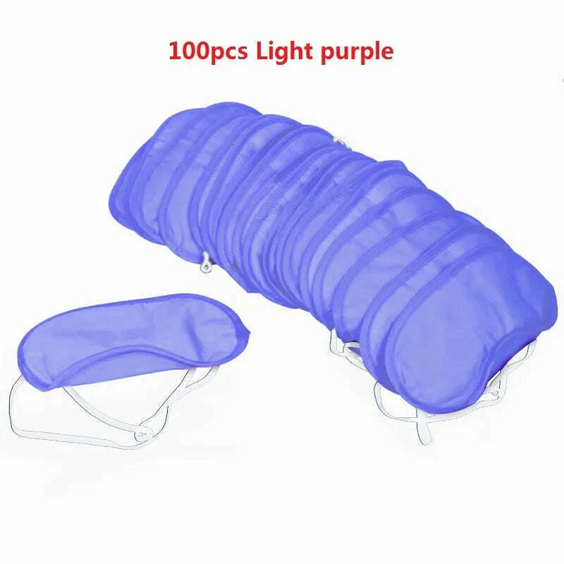 KIMLUD, 100 Pcs/Lot Gift Travel Sleeping Eye Mask Cover Black Shade Blindfold Eye Patch Night Eyeshade Eye Relax Massager Beauty Tools, Light purple 100PCS / CHINA, KIMLUD APPAREL - Womens Clothes