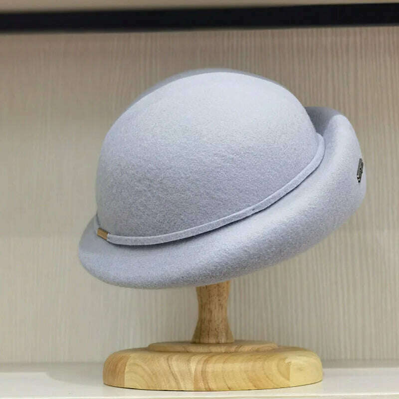 100% Wool Hats for Women French Style Beret Hat Warm Winter Beanie Hat Ladies Party Race Dress Church Hat Vintage Fascinator Hat - KIMLUD