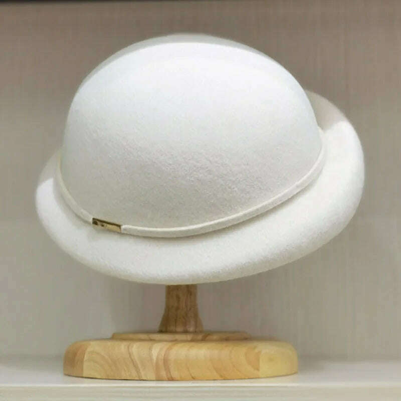100% Wool Hats for Women French Style Beret Hat Warm Winter Beanie Hat Ladies Party Race Dress Church Hat Vintage Fascinator Hat - KIMLUD