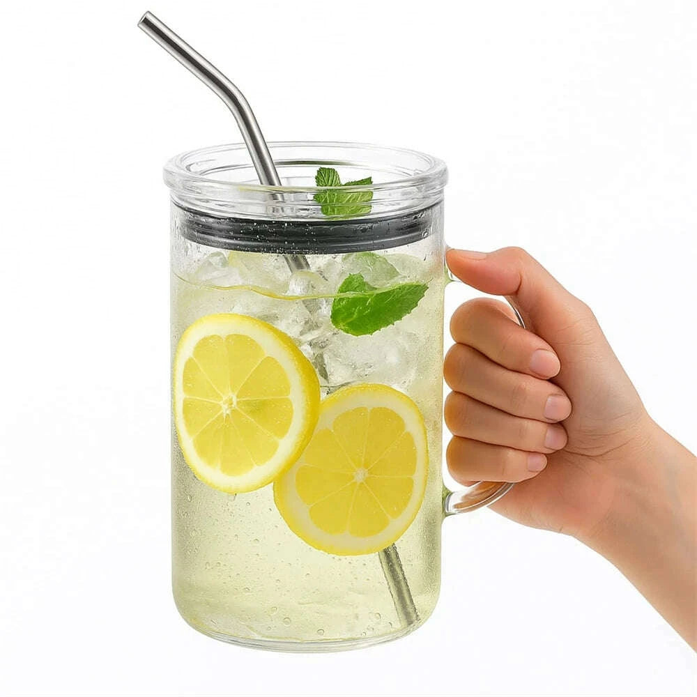 1000ML Glass Tumbler with Straw and Lid Reusable Iced Coffee Tumbler for Hot & Cold Drinks Smoothies, Tea, Juice, Office, Car