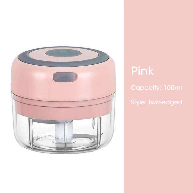 100/300mL Mini Electric Garlic Chopper USB Charging Ginger Masher Machine Sturdy Durable Chili Vegetable Crusher Kitchen Tool - KIMLUD