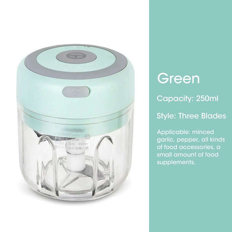 100/300mL Mini Electric Garlic Chopper USB Charging Ginger Masher Machine Sturdy Durable Chili Vegetable Crusher Kitchen Tool - KIMLUD