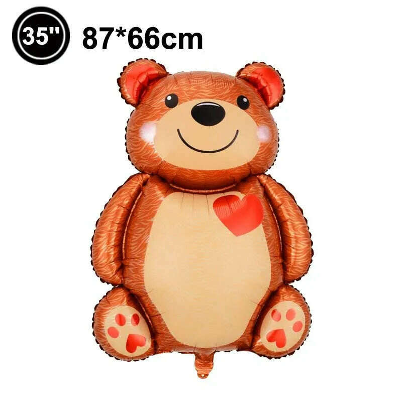 KIMLUD, 100cm Teddy Bear Standing Balloon Valentine Banner For Valentine's Day Decorations I Love You Foil Balloon, Brown / as picture, KIMLUD Women's Clothes