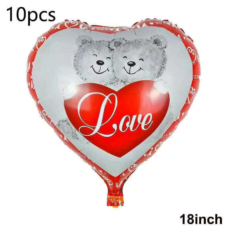 100cm Teddy Bear Standing Balloon Valentine Banner For Valentine's Day Decorations I Love You Foil Balloon, PEACOCK BLUE / as picture, KIMLUD Women's Clothes