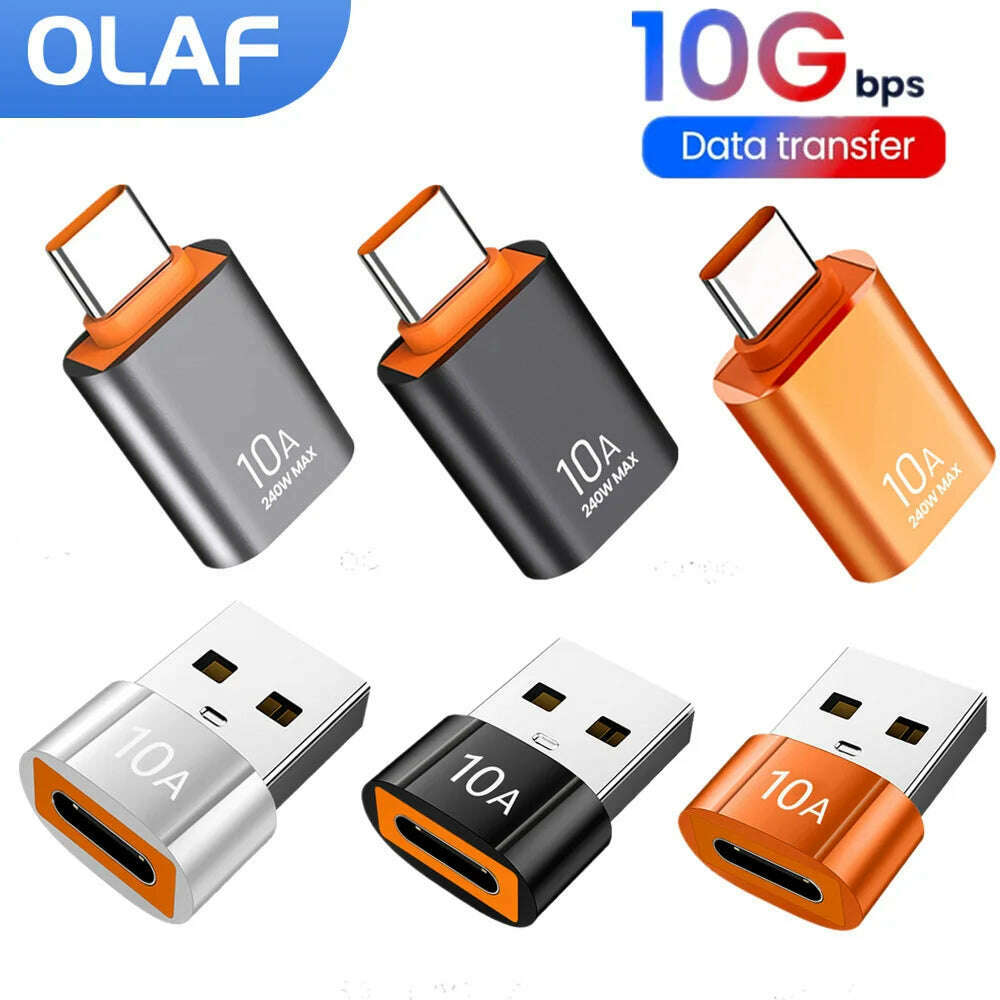 10A OTG USB3.0 To Type C Adapter Fast Charging Data Transfer Type C Female to USB Male Converter For Xiaomi Samsung Macbook poco - KIMLUD