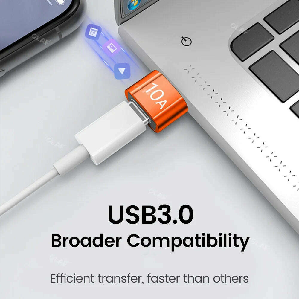 10A OTG USB3.0 To Type C Adapter Fast Charging Data Transfer Type C Female to USB Male Converter For Xiaomi Samsung Macbook poco - KIMLUD
