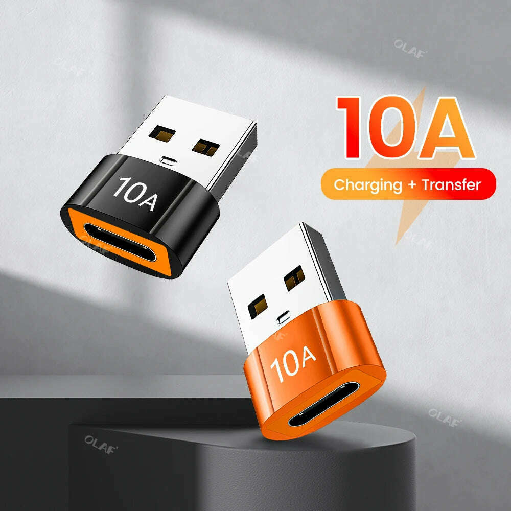 10A OTG USB3.0 To Type C Adapter Fast Charging Data Transfer Type C Female to USB Male Converter For Xiaomi Samsung Macbook poco - KIMLUD