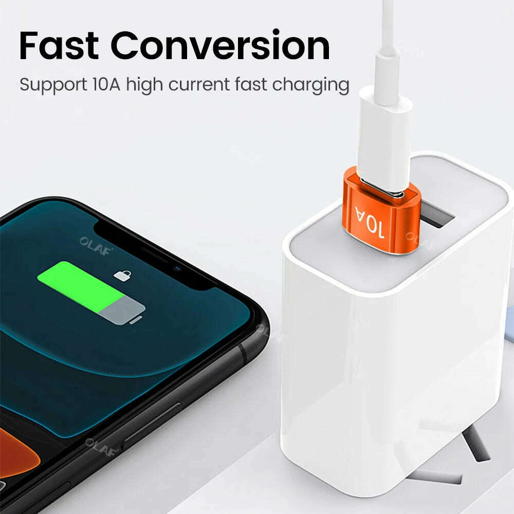10A OTG USB3.0 To Type C Adapter Fast Charging Data Transfer Type C Female to USB Male Converter For Xiaomi Samsung Macbook poco - KIMLUD