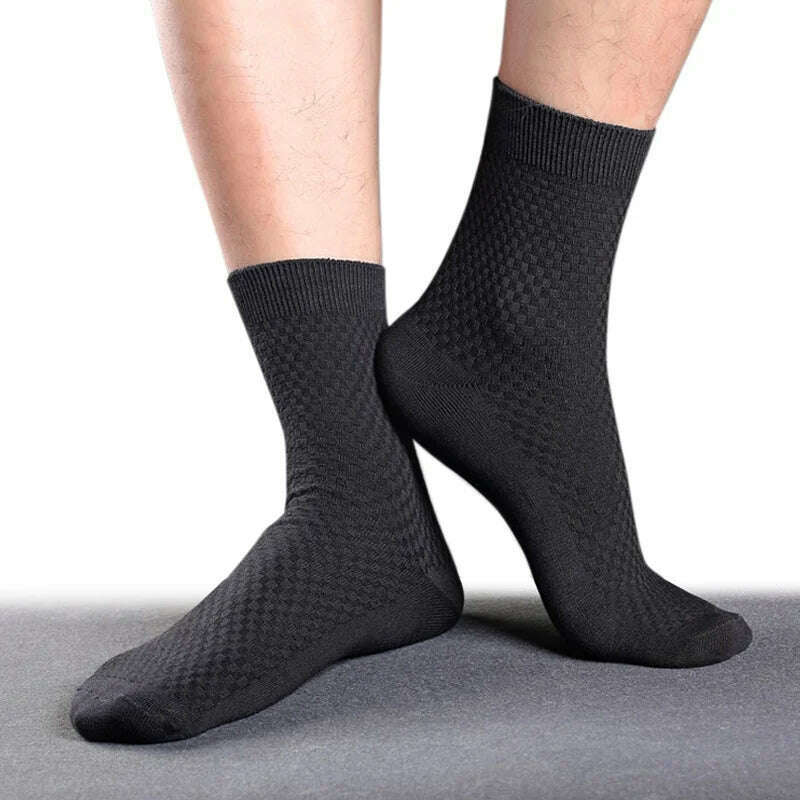 10Pairs Mens Bamboo Fiber Socks Casual Business Socks Anti-Bacterial Deodorant Breathable Cotton Sock for Men Middle Tube Socks - KIMLUD