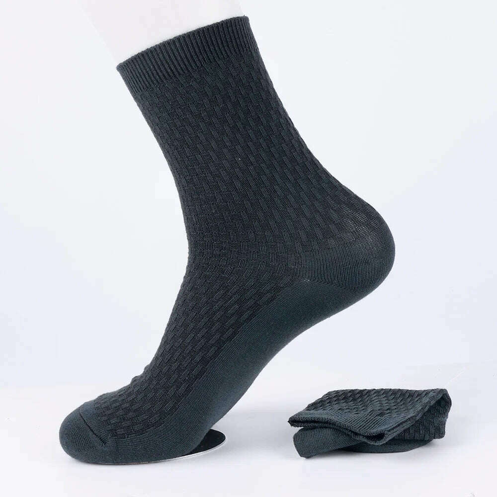10Pairs Mens Bamboo Fiber Socks Casual Business Socks Anti-Bacterial Deodorant Breathable Cotton Sock for Men Middle Tube Socks - KIMLUD