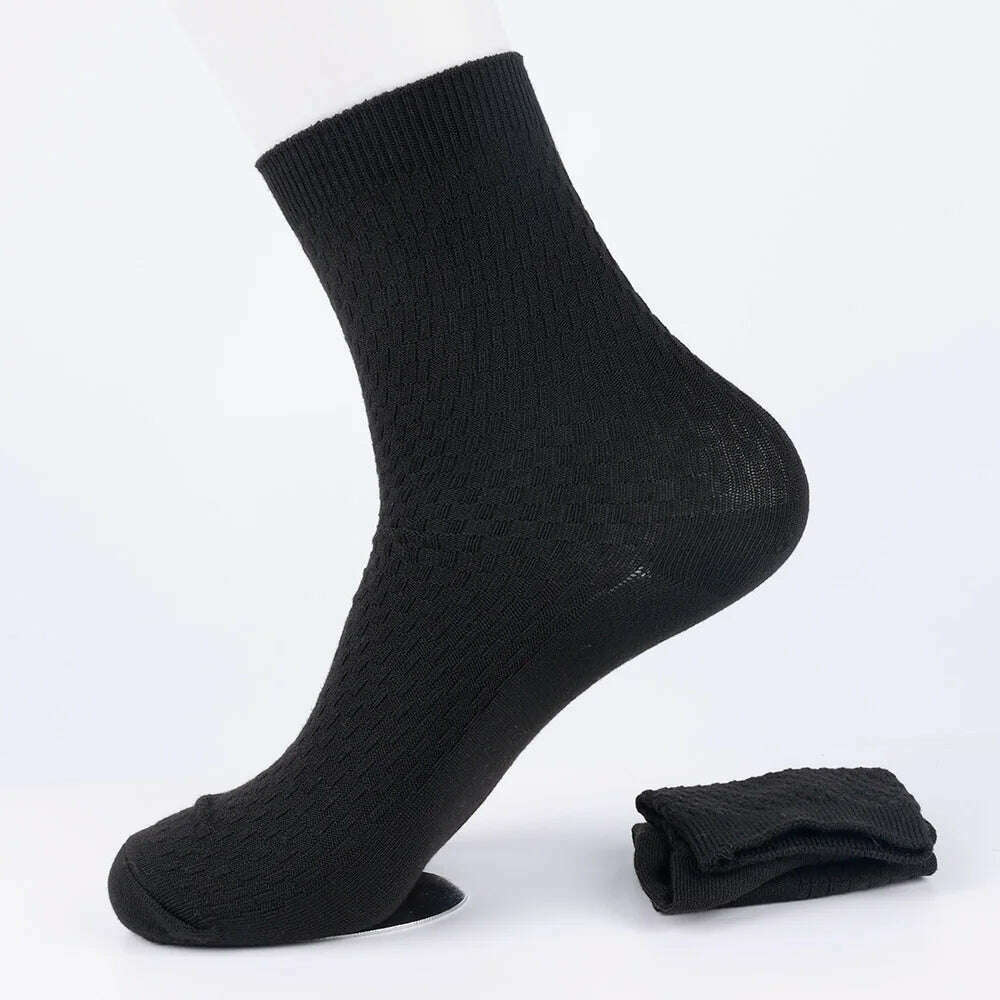 10Pairs Mens Bamboo Fiber Socks Casual Business Socks Anti-Bacterial Deodorant Breathable Cotton Sock for Men Middle Tube Socks - KIMLUD