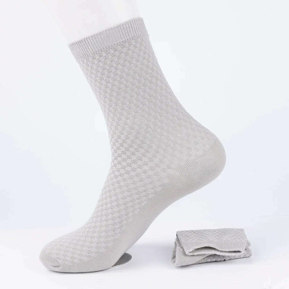 10Pairs Mens Bamboo Fiber Socks Casual Business Socks Anti-Bacterial Deodorant Breathable Cotton Sock for Men Middle Tube Socks - KIMLUD
