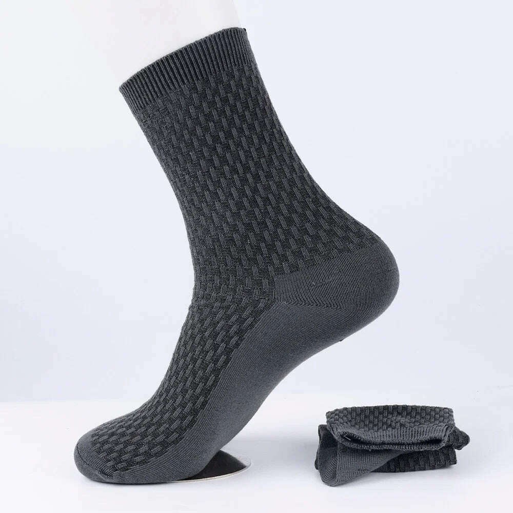 10Pairs Mens Bamboo Fiber Socks Casual Business Socks Anti-Bacterial Deodorant Breathable Cotton Sock for Men Middle Tube Socks - KIMLUD