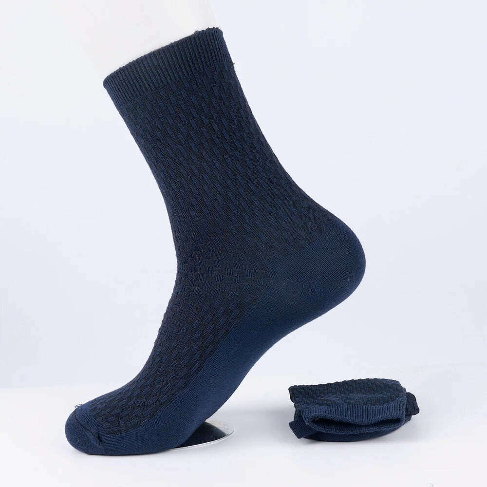 10Pairs Mens Bamboo Fiber Socks Casual Business Socks Anti-Bacterial Deodorant Breathable Cotton Sock for Men Middle Tube Socks - KIMLUD