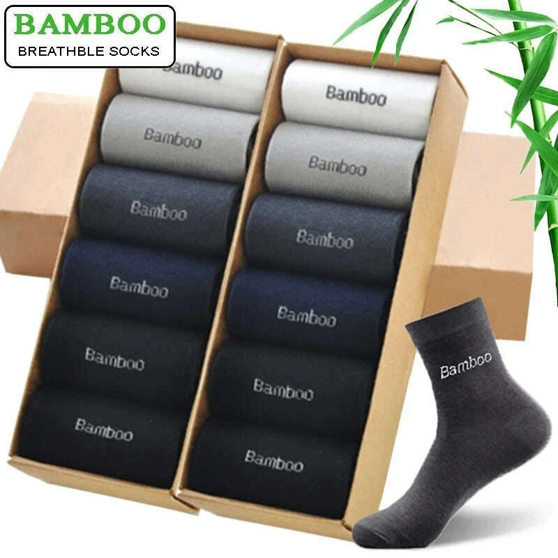 KIMLUD, 10Pairs/Lot Men Bamboo Socks Brand Comfortable Breathable Casual Business Men's Crew Socks High Quality Guarantee Sox Male Gift, KIMLUD Womens Clothes