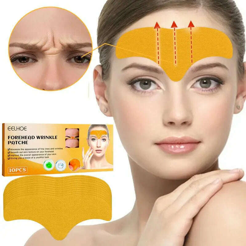 KIMLUD, 10pcs Anti-wrinkle Forehead Line Removal Gel Patch Firming Mask Frown Lines Face Skin Care Stickers Anti-aging Collagen Natural, KIMLUD Women's Clothes