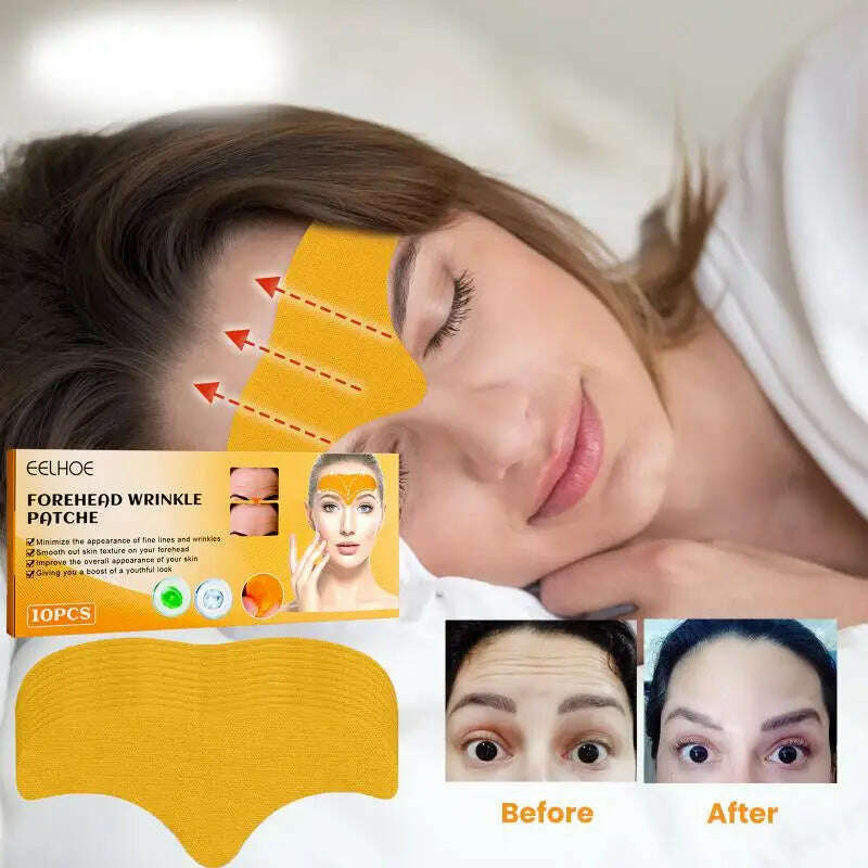 KIMLUD, 10pcs Anti-wrinkle Forehead Line Removal Gel Patch Firming Mask Frown Lines Face Skin Care Stickers Anti-aging Collagen Natural, KIMLUD Womens Clothes