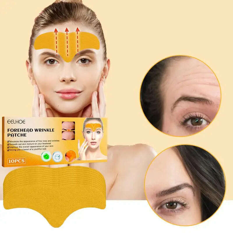 KIMLUD, 10pcs Anti-wrinkle Forehead Line Removal Gel Patch Firming Mask Frown Lines Face Skin Care Stickers Anti-aging Collagen Natural, KIMLUD Womens Clothes