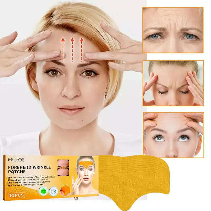 KIMLUD, 10pcs Anti-wrinkle Forehead Line Removal Gel Patch Firming Mask Frown Lines Face Skin Care Stickers Anti-aging Collagen Natural, KIMLUD Womens Clothes