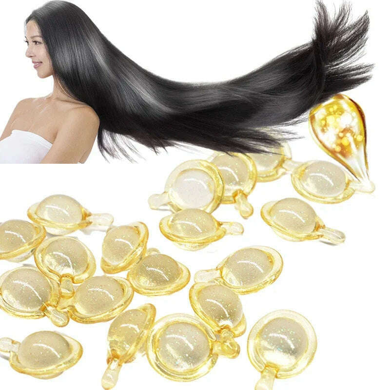 KIMLUD, 10Pcs Smooth Silky Hair Vitamin Capsule Keratin Complex Oil HairCare Repair Damaged Hair Serum  Anti Hairs Loss, KIMLUD Womens Clothes