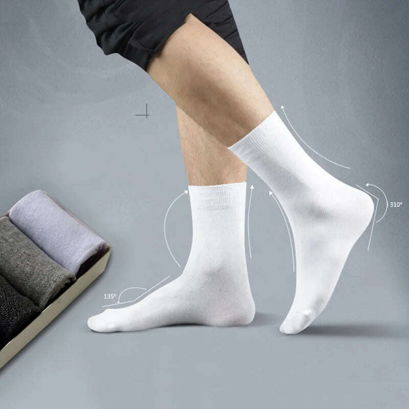 KIMLUD, 10Pcs=5 Pairs High Quality Bamboo Fiber Socks Men's Elite Casual Business Socks Wear Not Smelly Natural Antibacterial Socks, KIMLUD Womens Clothes