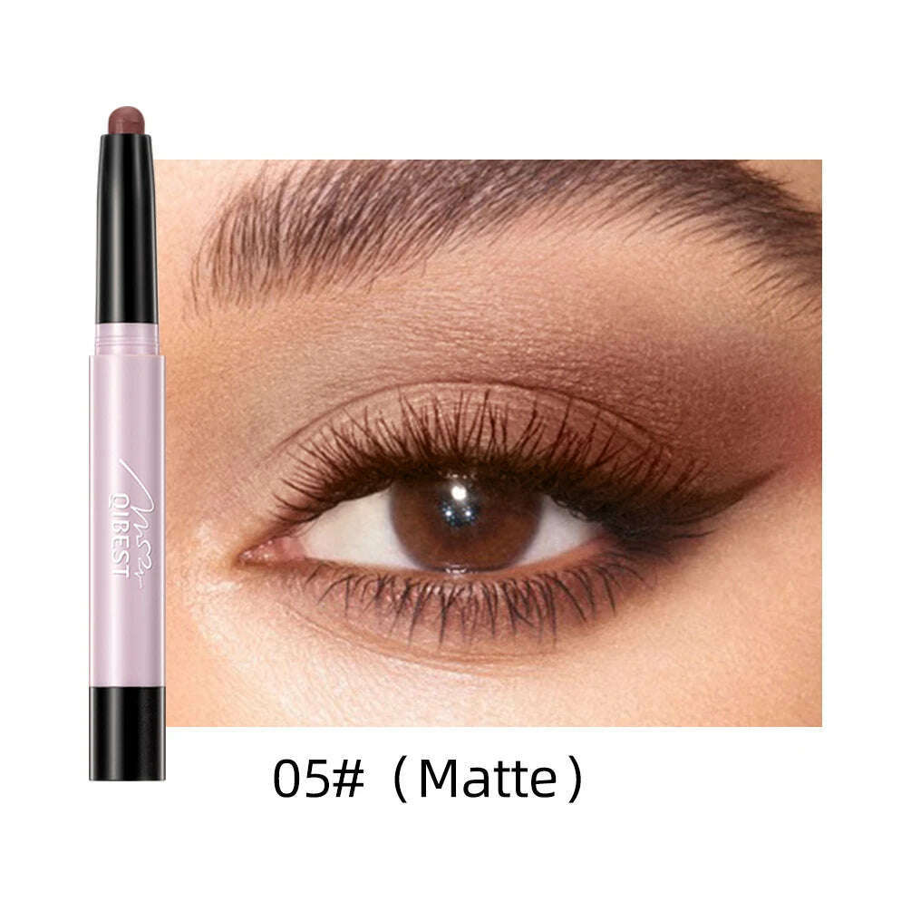 12 Color Highlighter Eyeshadow Pencil Waterproof Glitter Matte Nude Eye Shadow Makeup Pigment Pearlescent Silkworm Eyeshadow Pen - KIMLUD