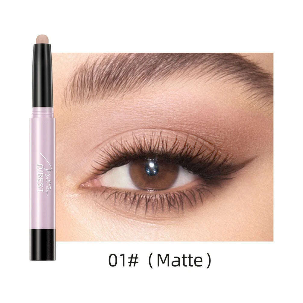 12 Color Highlighter Eyeshadow Pencil Waterproof Glitter Matte Nude Eye Shadow Makeup Pigment Pearlescent Silkworm Eyeshadow Pen - KIMLUD