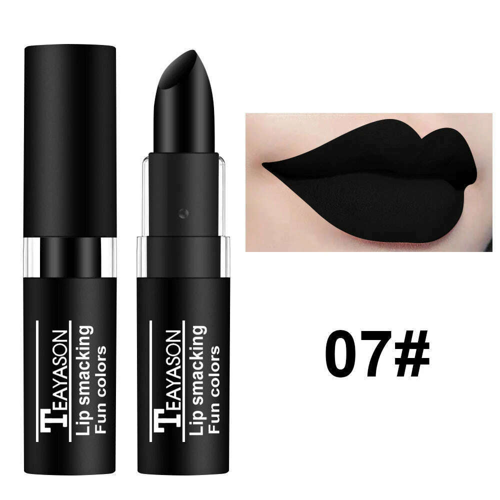 KIMLUD, 12 Color Sexy Red Matte Lipstick Nude Velvet Lip White Black Green Waterproof Long-Lasting Lip Stick Makeup Creative Lips Makeup, 07 / CHINA, KIMLUD Womens Clothes
