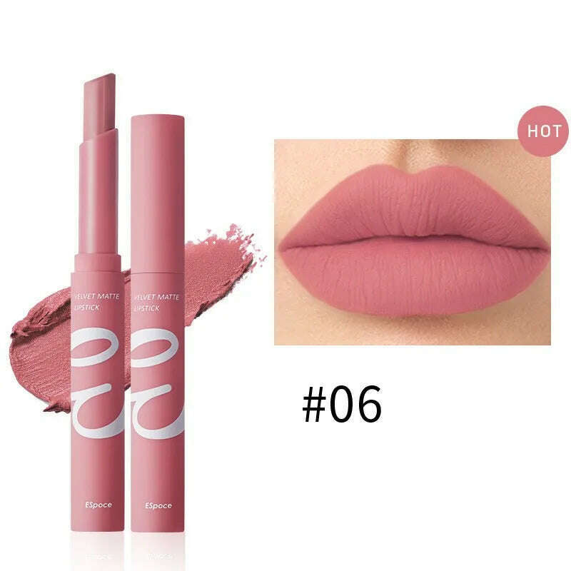 KIMLUD, 12 Colors Matte  Lipstick  Waterproof  Long Lasting Nude Pink Velvet Lipsticks Non Stick Nude Series  Lip Tint  Cosmetic Makeup, 06, KIMLUD Women's Clothes