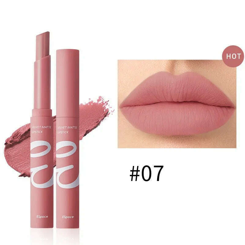 KIMLUD, 12 Colors Matte  Lipstick  Waterproof  Long Lasting Nude Pink Velvet Lipsticks Non Stick Nude Series  Lip Tint  Cosmetic Makeup, 07, KIMLUD Women's Clothes