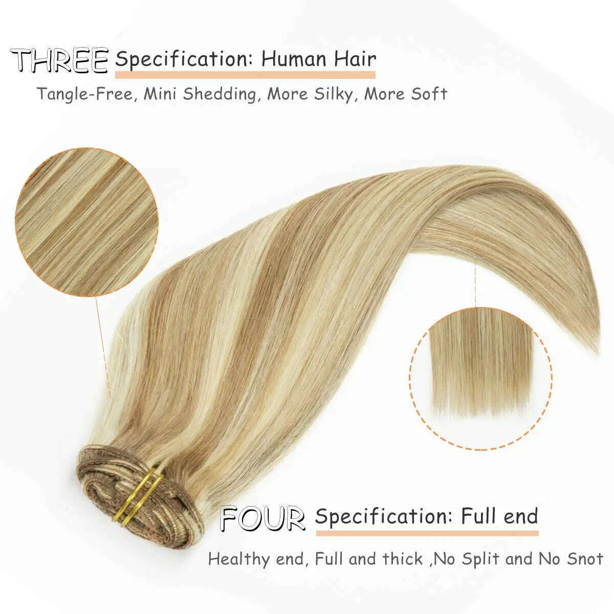 KIMLUD, 120G Clip In Hair Extension Human Hair Color P8/613 Straight Brazilian 100% Human Hair Extension Clip In 8 Pieces/Sets Full Head, KIMLUD Womens Clothes