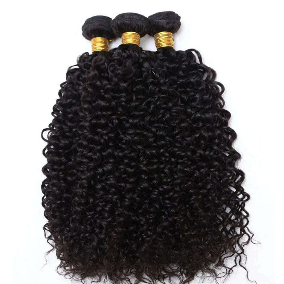 KIMLUD, 12A Brazilian Wet and Wavy Bundles Virgin Human Hair Weave 4 Bundle Deals Afro Kinky Curly Hair Extension Cheveux Humain Bundles, KIMLUD Womens Clothes