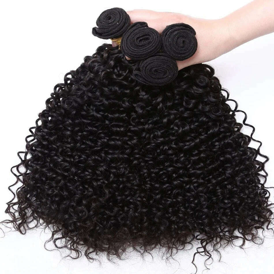 KIMLUD, 12A Brazilian Wet and Wavy Bundles Virgin Human Hair Weave 4 Bundle Deals Afro Kinky Curly Hair Extension Cheveux Humain Bundles, KIMLUD Womens Clothes