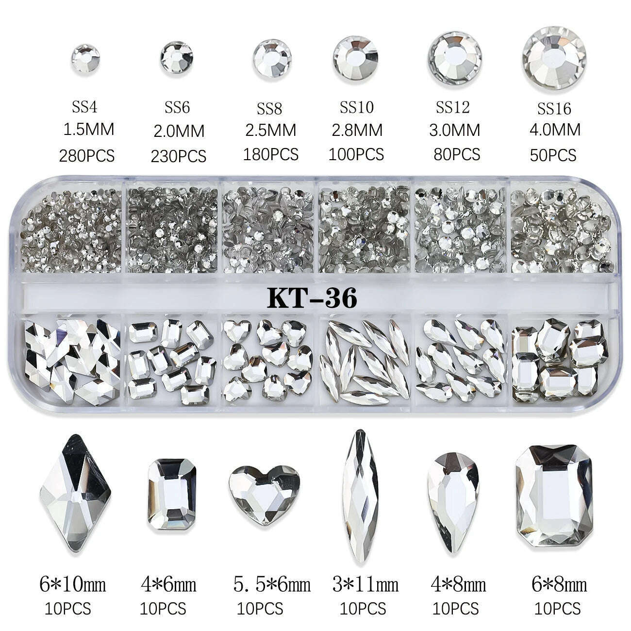 KIMLUD, 12Grids Pink Mixed Nail Rhinestones Luxury Nail Charms Glitter Crystal Jewelry Gems Nail Art Decoration Manicure Rhinestones R#Q, KIMLUD Womens Clothes
