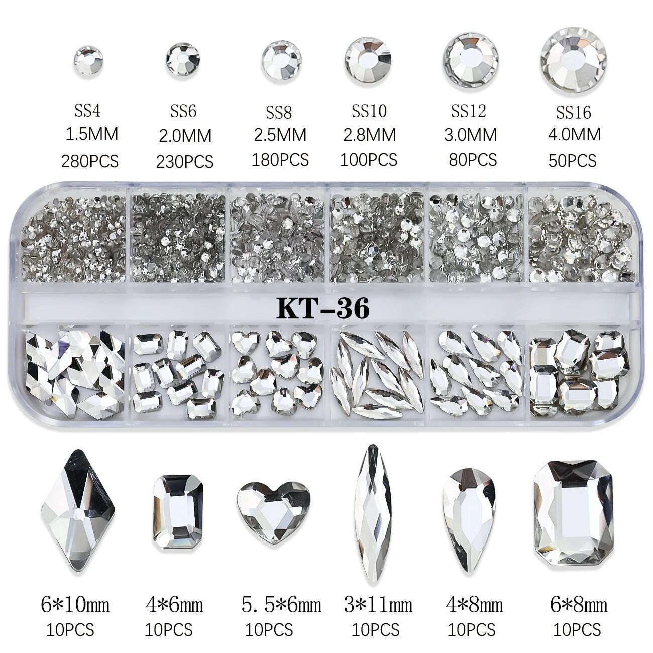 12Grids Pink Mixed Nail Rhinestones Luxury Nail Charms Glitter Crystal Jewelry Gems Nail Art Decoration Manicure Rhinestones R#Q - KIMLUD