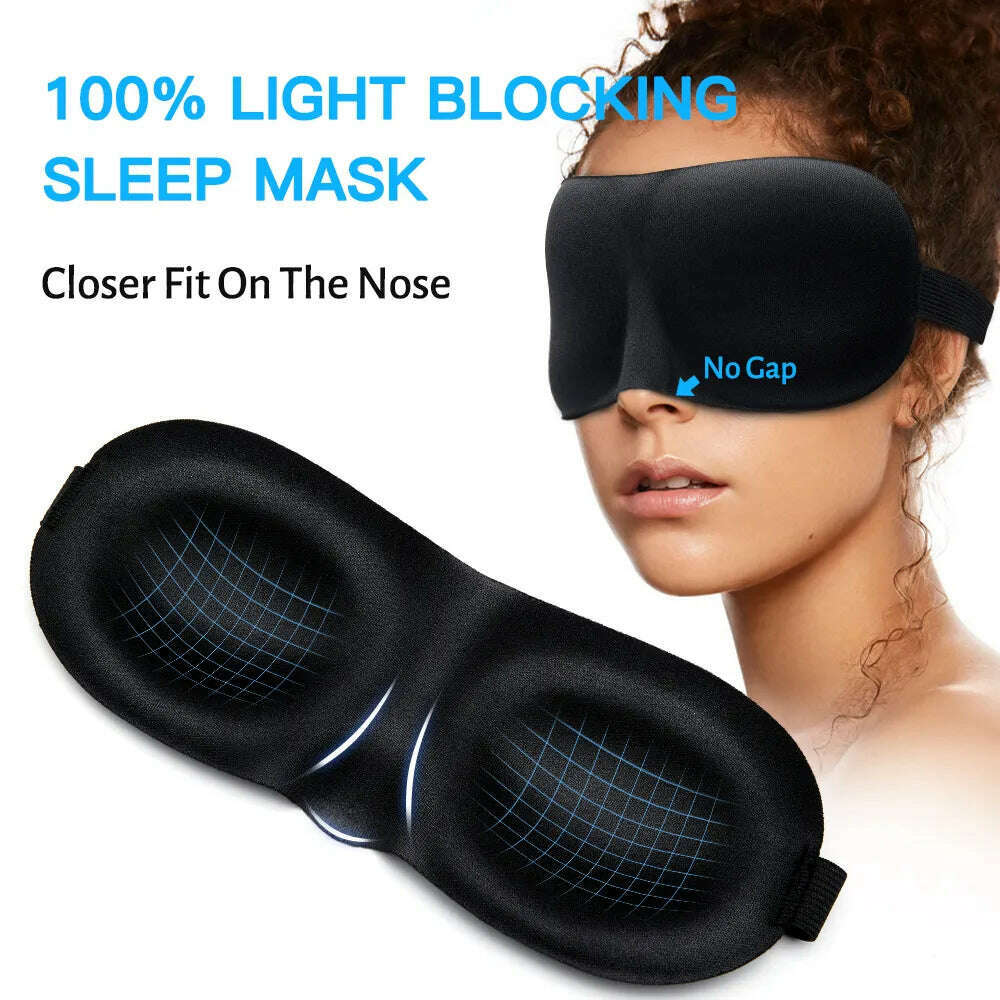 KIMLUD, 1/3 Pcs Sleep Mask Blindfold Sleeping Aid 3D Soft Memory Foam Eye mask for Sleeping Travel Blockout Light Slaapmasker Eye Cover, KIMLUD Women's Clothes