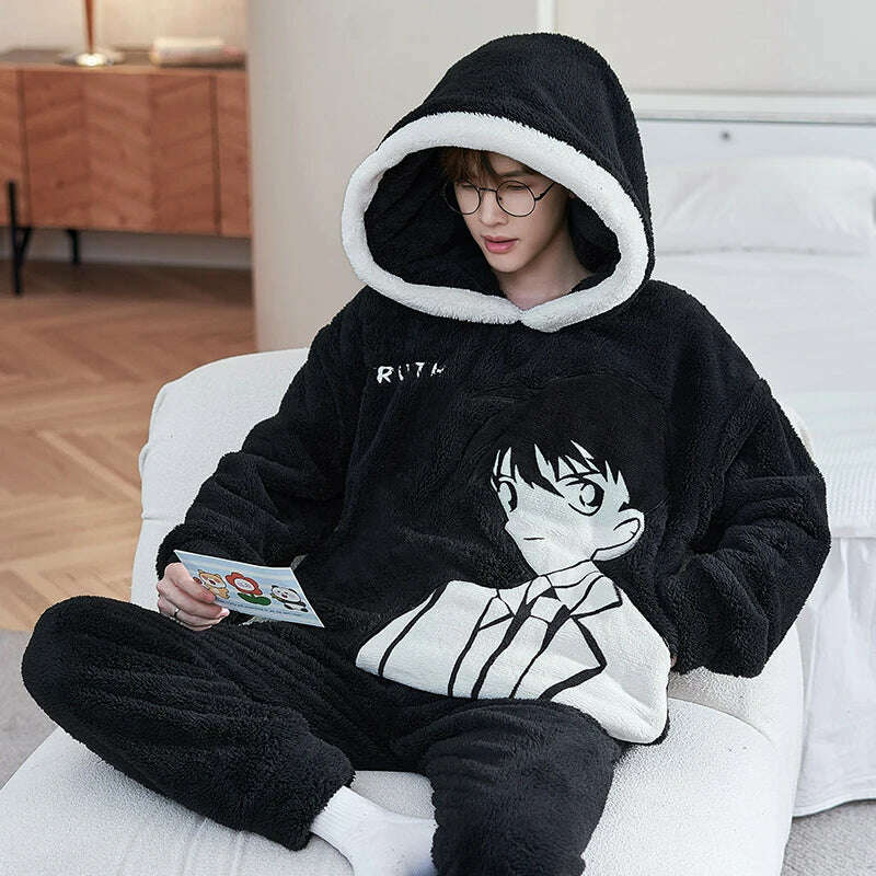 KIMLUD, 13 Style Warm Thick Flannel Plush Winter Couple Pajama Sets Long Sleeve Female Male Pyjamas Lover Clothing Sweet Cartoon Hoodies, 9348 / Women M (Asian), KIMLUD APPAREL - Womens Clothes