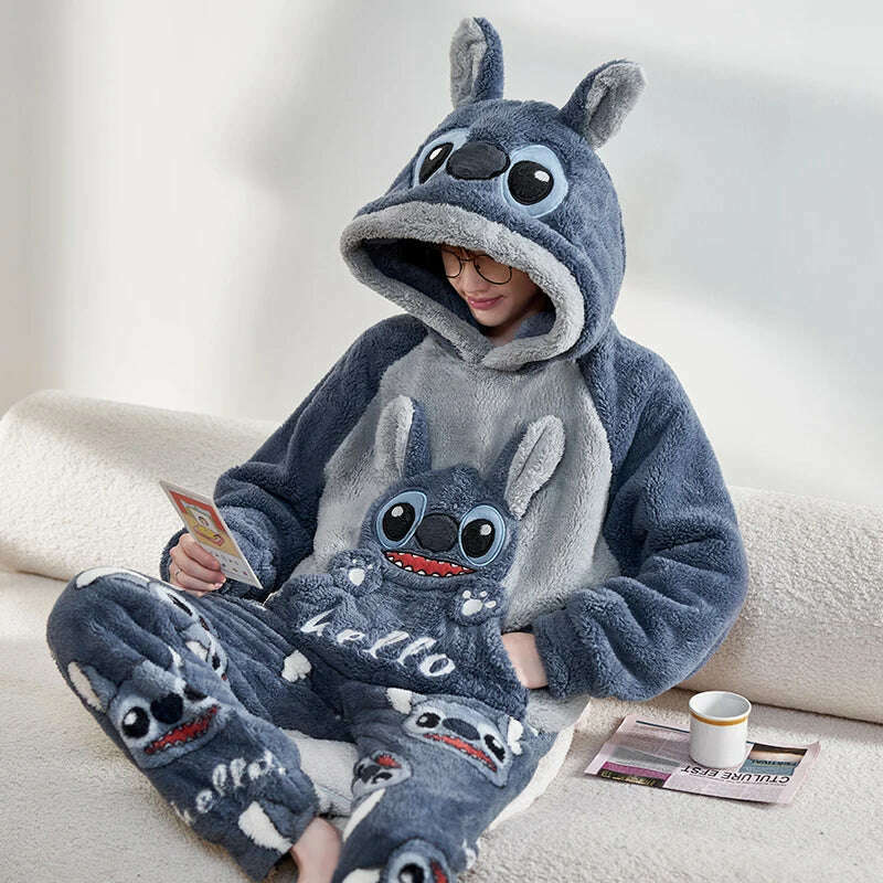 KIMLUD, 13 Style Warm Thick Flannel Plush Winter Couple Pajama Sets Long Sleeve Female Male Pyjamas Lover Clothing Sweet Cartoon Hoodies, 9568 / Women M (Asian), KIMLUD APPAREL - Womens Clothes
