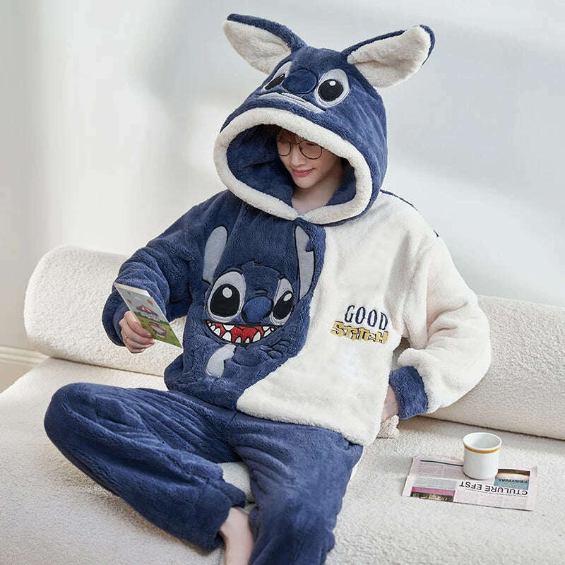 KIMLUD, 13 Style Warm Thick Flannel Plush Winter Couple Pajama Sets Long Sleeve Female Male Pyjamas Lover Clothing Sweet Cartoon Hoodies, 9588 / Women M (Asian), KIMLUD APPAREL - Womens Clothes